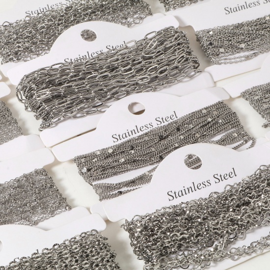Image de ChaînesAccessoires pour la Fabrication de Bijoux Faits à la Main en 304 Acier Inoxydable Argent Mat 1 Rouleau (Env. 3 M/Rouleau)