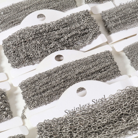 Image de ChaînesAccessoires pour la Fabrication de Bijoux Faits à la Main en 304 Acier Inoxydable Argent Mat 1 Rouleau (Env. 5 M/Rouleau)