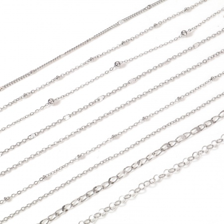 304 Stainless Steel Link Chain For Handmade DIY Jewelry Making Findings Silver Tone 1 Roll (Approx 3 M/Roll)