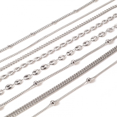 304 Stainless Steel Link Chain For Handmade DIY Jewelry Making Findings Silver Tone 1 Roll (Approx 5 M/Roll)