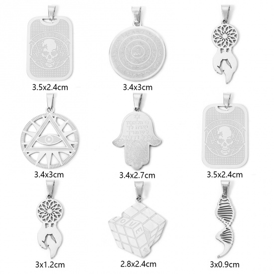 Image de Pendentifs en 304 Acier Inoxydable Religieux Attrapeur de Rêves Multicolore Khamsa Symbole Paume 1 Pièce