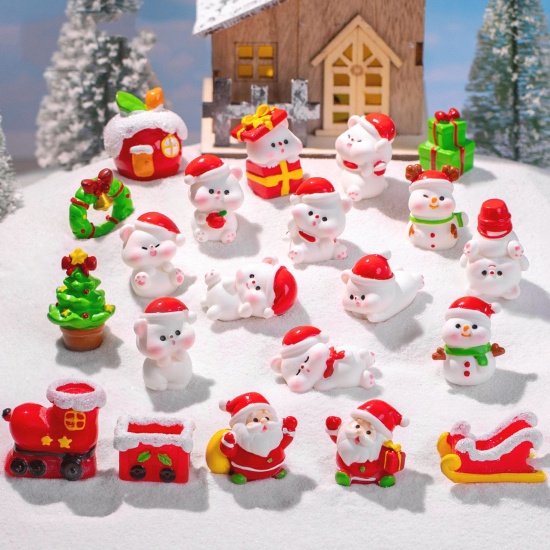 Изображение Смола Милый Микро-ландшафтный миниатюрный декор Разноцветный Рождественский Снеговик 1 ШТ