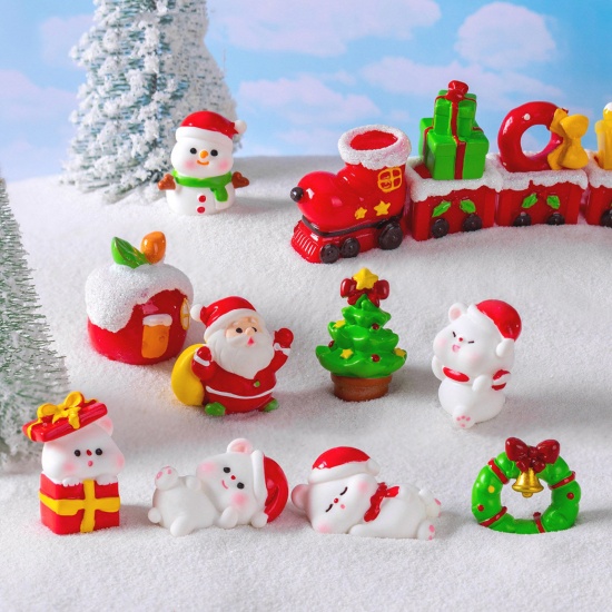 Изображение Смола Милый Микро-ландшафтный миниатюрный декор Разноцветный Рождественский Снеговик 1 ШТ