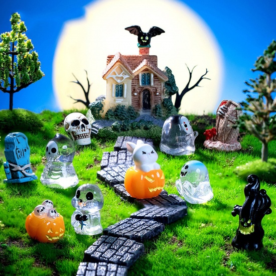 Image de Mini Ornements de Décoration Paysage en Résine Mignon Multicolore Halloween 1 Pièce