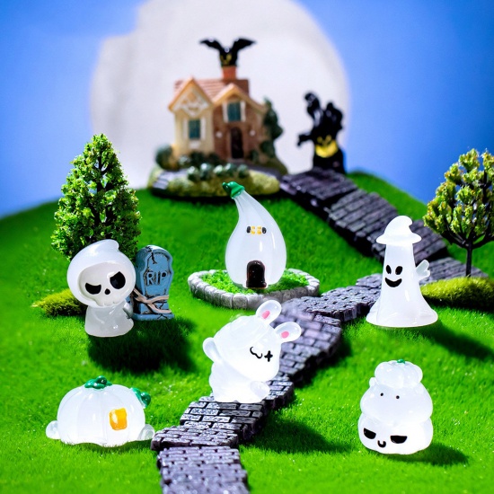 Изображение Смола Милый Микро-ландшафтный миниатюрный декор Разноцветный Хэллоуин Светятся в темноте 1 ШТ