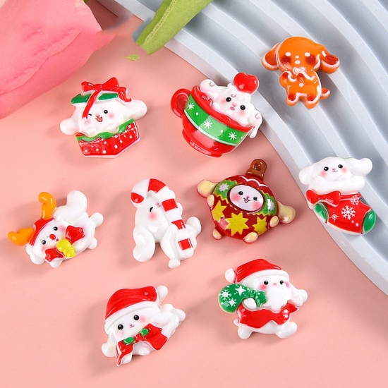 Picture of Resin Cute Accessories Handmade DIY Jewelry Decor Phone Case Multicolor Christmas Rabbit