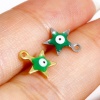 Picture of 304 Stainless Steel Religious Charms Pentagram Star Evil Eye Double-sided Enamel 9mm x 8mm