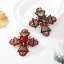 Image de Retro Pin Brooches Cross Flower Gold Plated Red Rhinestone