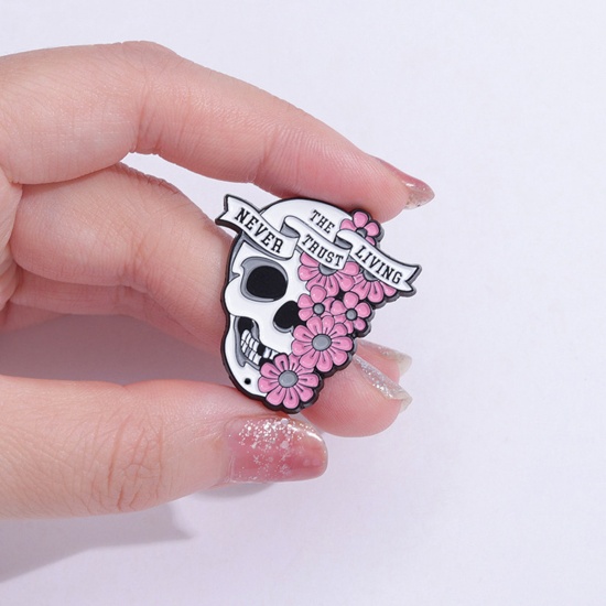 Picture of Punk Pin Brooches Coffin Halloween Tombstone Multicolor Enamel