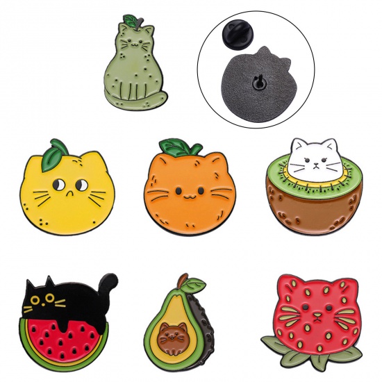 Immagine di Cute Pin Brooches Cat Animal Fruit Multicolor Enamel