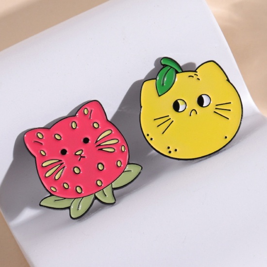 Immagine di Cute Pin Brooches Cat Animal Fruit Multicolor Enamel