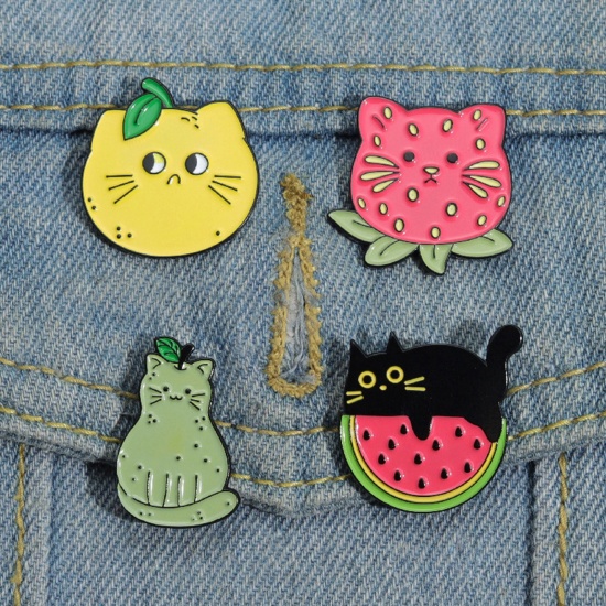 Immagine di Cute Pin Brooches Cat Animal Fruit Multicolor Enamel