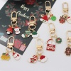 Picture of Cute Keychain & Keyring Gold Plated Multicolor Christmas Santa Claus Christmas Wreath Enamel