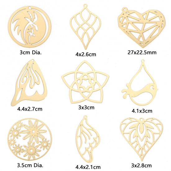 Picture of Iron Based Alloy Filigree Stamping Pendants Multicolor Hollow