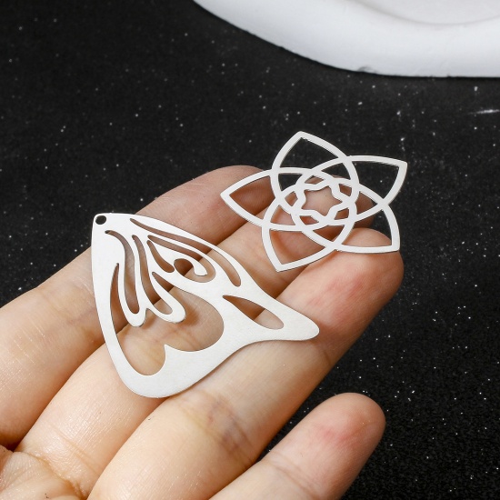 Picture of Iron Based Alloy Filigree Stamping Pendants Multicolor Hollow