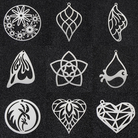 Picture of Iron Based Alloy Filigree Stamping Pendants Multicolor Hollow