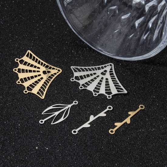 Picture of Iron Based Alloy Filigree Stamping Connectors Charms Pendants Multicolor