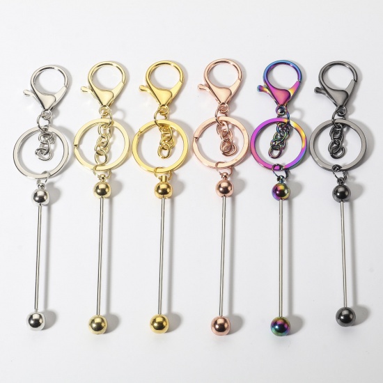 Picture of Zinc Based Alloy & Iron Based Alloy Beadable Keychain & Keyring Bars Blanks DIY Craft Accessories Multicolor Can Be Screwed Off 15.2cm x 3cm