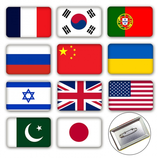 Immagine di Pin Brooches Rectangle National Flag