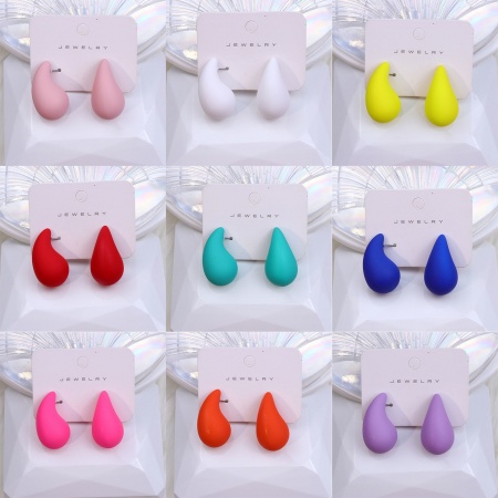 Acrylic Simple Ear Post Stud Earrings Multicolor Drop Painted