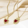 Picture of Copper Religious Pendants 18K Real Gold Plated Red Ex Voto Heart Enamel Clear Cubic Zirconia