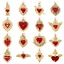 Picture of Brass Religious Pendants 18K Real Gold Plated Red Ex Voto Heart Enamel Clear Cubic Zirconia