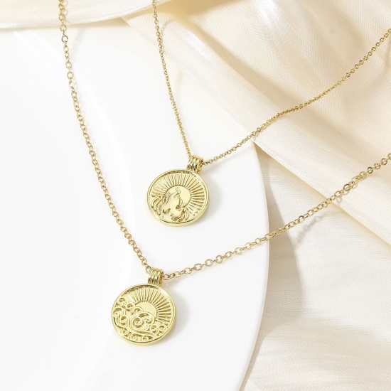 Image de 1 Pièce Breloques en Laiton Soleil Plaqué Or Véritable 18K 22.5mm x 17.5mm