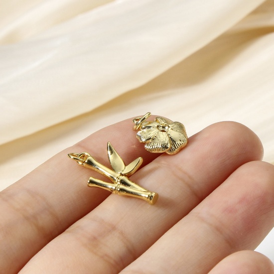Picture of Brass Charms 18K Real Gold Plated Flower