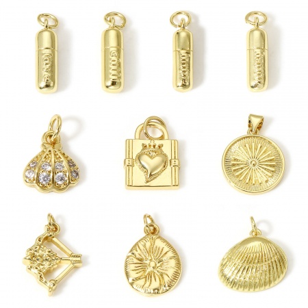 1 Pz Ottone Charms 18K Vero Oro Placcato