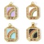 Immagine di 1 Pz Ottone Tempo Collezione Charms Rettangolo 18K Vero Oro Placcato Multicolore Arcobaleno Smalto Multicolore Cubic Zirconiae 26mm x 17.5mm