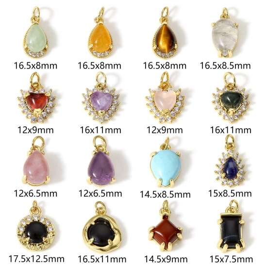 Immagine di 1 Pz Ottone Charms 18K Vero Oro Placcato Gemma Imitata