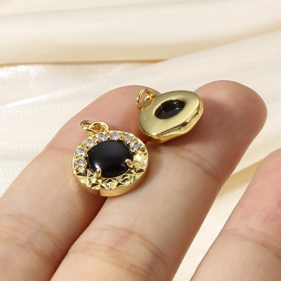 Immagine di 1 Pz Ottone Charms 18K Vero Oro Placcato Gemma Imitata