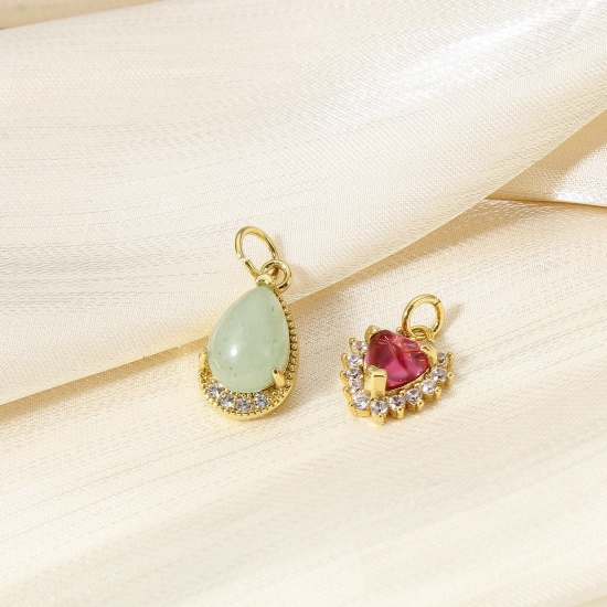 Immagine di 1 Pz Ottone Charms 18K Vero Oro Placcato Gemma Imitata