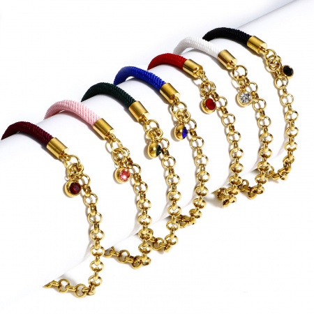 1 Pièce Bracelets Tressés Chaîne Maille Jaseron Épissage en 304 Acier Inoxydable Doré Multicolore 17cm long