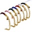 Picture of 304 Stainless Steel Splicing Rolo Chain Braided Bracelets Gold Plated Multicolor 17cm(6 6/8") long