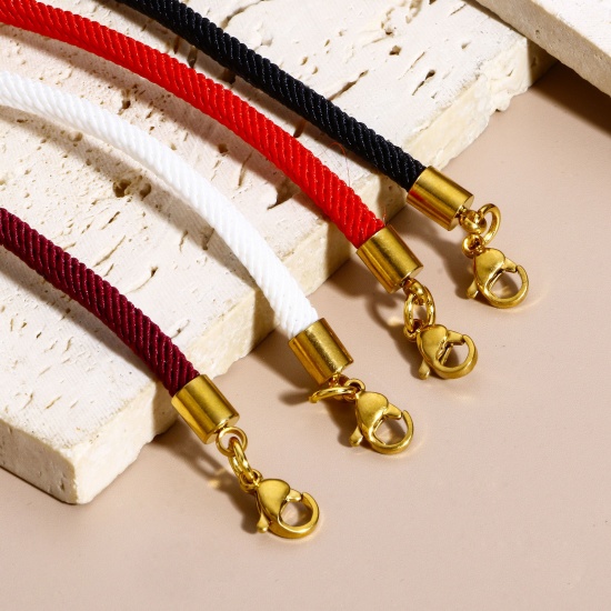 Immagine di 1 Pz 304 Acciaio Inossidabile Impiombatura Rollo Catena Braccialetti Intrecciati Oro Placcato Multicolore 17cm Lunghezza