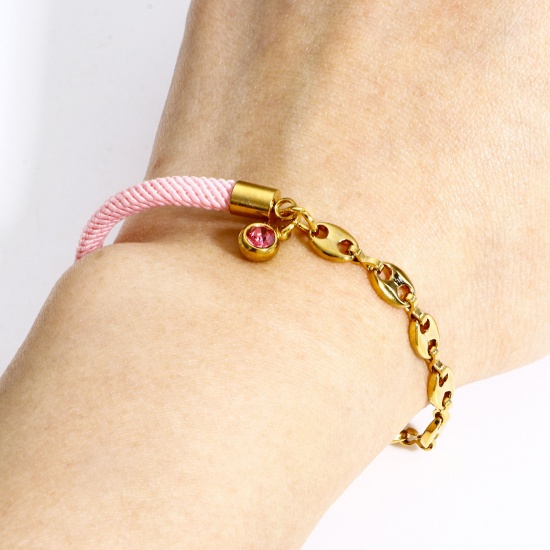 Image de 1 Pièce Bracelets Tressés Chaîne à Maillons Cubains Épissage en 304 Acier Inoxydable Doré Multicolore 17cm long