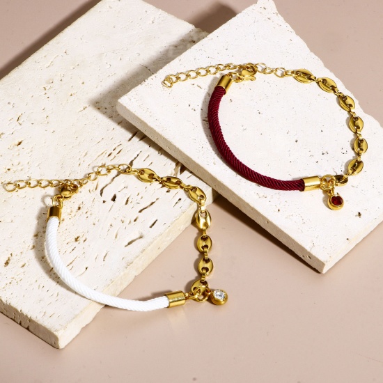 Image de 1 Pièce Bracelets Tressés Chaîne à Maillons Cubains Épissage en 304 Acier Inoxydable Doré Multicolore 17cm long