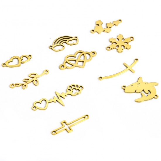 Bild von 5 Stück 304 Edelstahl Steckverbinder Charms Anhänger Vergoldet