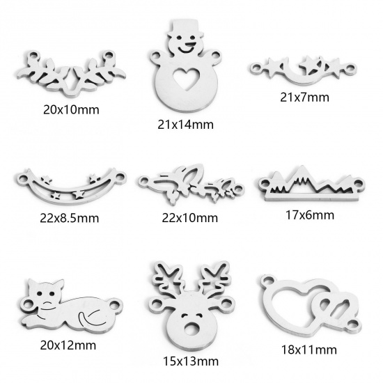 Immagine di 5 Pz 304 Acciaio Inossidabile Pendenti Charms Connettori Tono Argento
