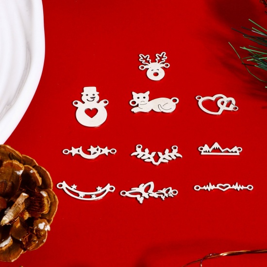 Immagine di 5 Pz 304 Acciaio Inossidabile Pendenti Charms Connettori Tono Argento