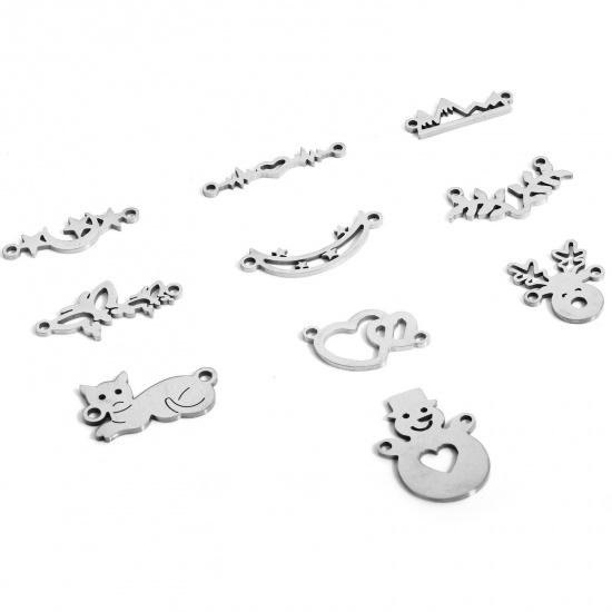 Immagine di 5 Pz 304 Acciaio Inossidabile Pendenti Charms Connettori Tono Argento