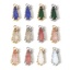 Picture of Brass Charms Real Gold Plated Drop With Glass Cabochons Clear Cubic Zirconia 15mm x 7mm