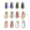 Picture of Brass Charms Real Gold Plated Drop With Glass Cabochons Clear Cubic Zirconia 15mm x 7mm