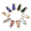 Picture of Brass Charms Real Gold Plated Drop With Glass Cabochons Clear Cubic Zirconia 15mm x 7mm