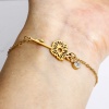 Bild von 1 Strang 304 Edelstahl Geburtsmonat Blume Gliederkette Kette Armband 18K Gold plattiert Bunt Strass 16cm lang