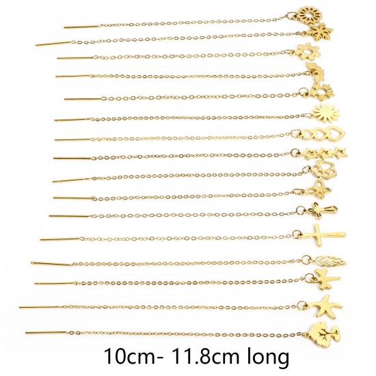 Picture of 304 Stainless Steel Ear Thread Threader Earrings Gold Plated