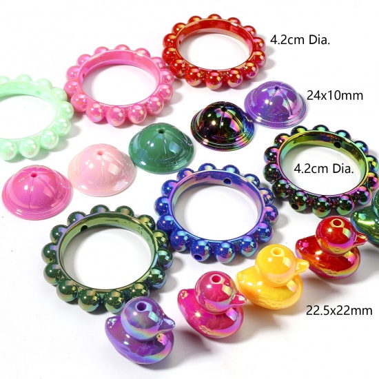 Picture of Acrylic Beads For DIY Jewelry Making At Random Mixed Color Duck Animal Hat AB Color