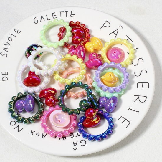 Immagine di 10 Pz Acrilato Perline per la Creazione di Gioielli con Ciondoli Fai-da-te A Colori Misti Casuali Anatra Cappello AB Colore