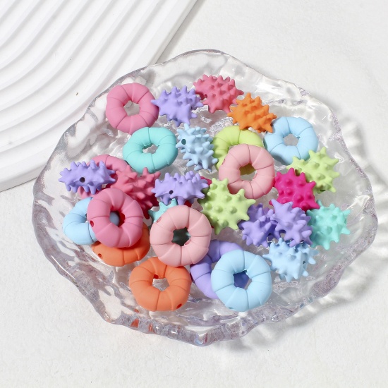 Image de 20 Pcs Perles pour DIY Fabrication de Bijoux en Acrylique Couleur Mélangée Au Hasard Cœur Imitation de Gomme